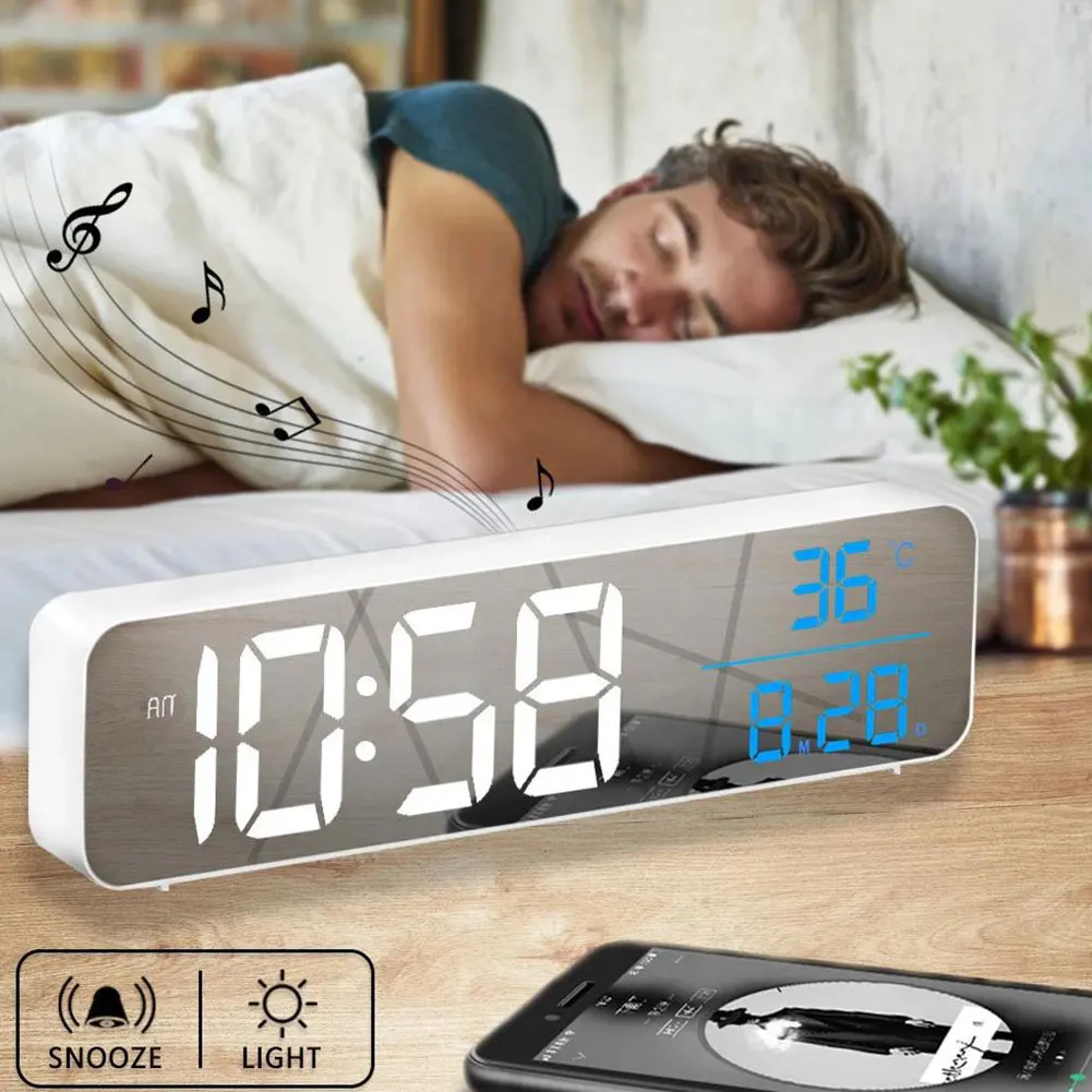 Цифровой светодиодный Будильник с отображением температуры 2000 мАч|Будильники| |