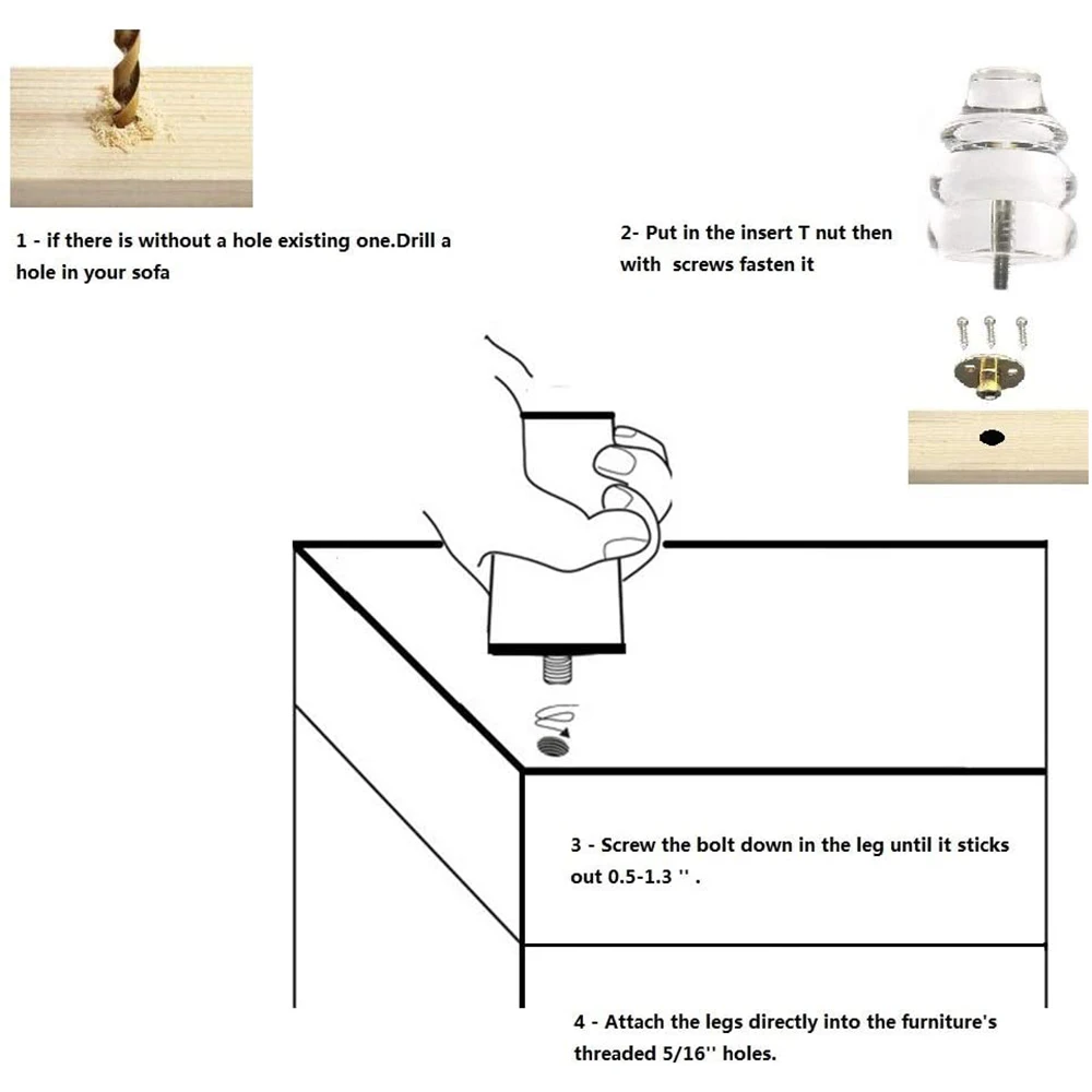 4 шт. винты M10 акриловая мебель ножки сделай сам прозрачные стеклянные