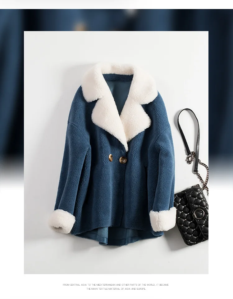 Autumn Winter Faux Fur Coats Women Warm Sheep Shearing Parka Ladies Fake Sheepkin Short Fur Jackets Female Wool Blends Outwear