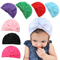 fine solid rabbit ears baby hat turban for baby cap bow tie baby headbands infant elastic children girls head wrap kid headwear