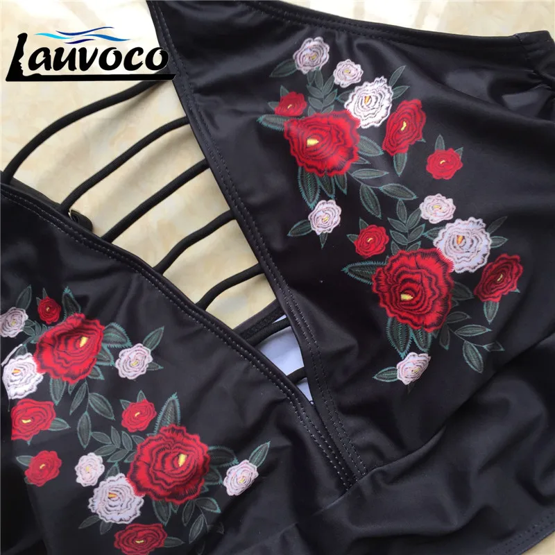 Сексуальный комплект бикини с принтом розы купальник большого размера пуш ап