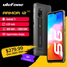 Ulefone Armor 12 5G Rugged Phone Android 11 8GB+128GB Global Version 6.52“ Waterproof Smartphone 5180 mAh Wireless Charging NFC