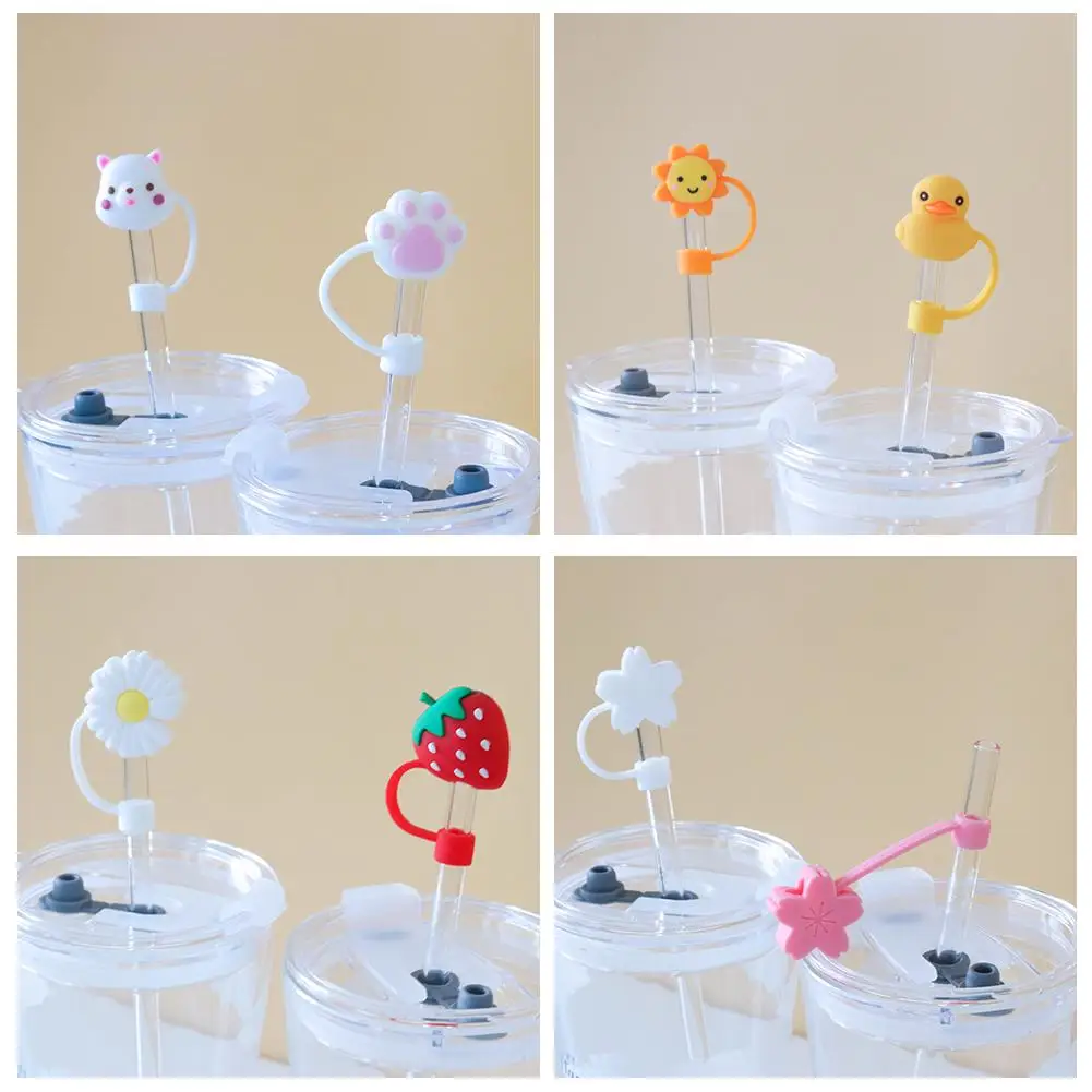

4/6/8Pcs/lot Cartoon Silicone Straw Cover Tips Drinking Dust Cap Splash Proof Cover Creative Cup Accessories Straw Sealing Tools
