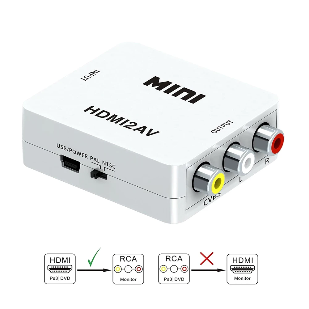 Переходник с HDMI на RCA GANA 1080P AV 3RCA CVBs композитный преобразователь видео аудио