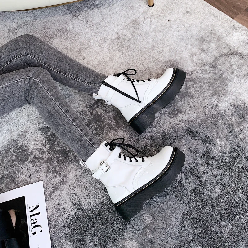 

Women's Boots High Quality Leather Platform Winter Boot Martins Casual Motorcycle Woman Shoes Fashion Women's Ankle Boots