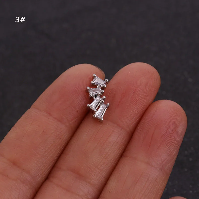 1Piece Rose Gold Silver Color Wing Leaf Star shape CZ Daith Tragus Cartilage Piercing Jewelry Stud Earring | Украшения и