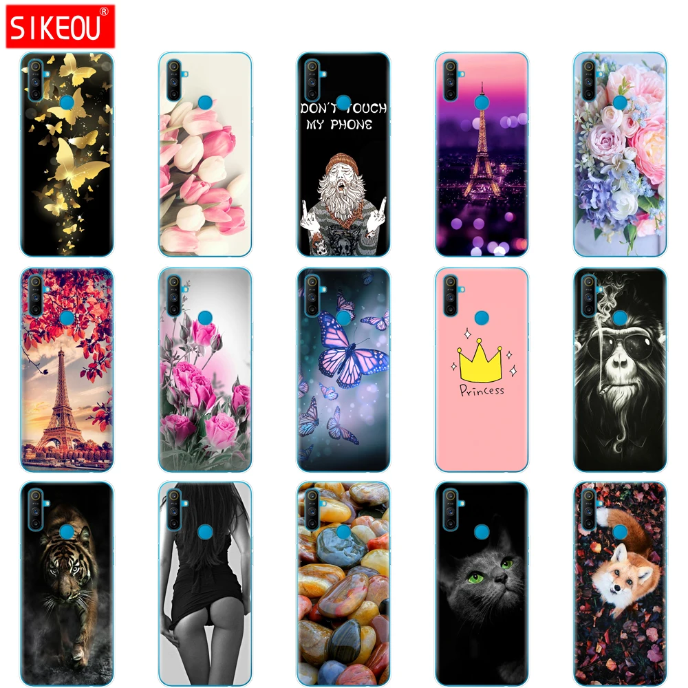 For Realme C3 Case Soft Silicon TPU Back For OPPO Realme C3 RMX2020 C 3 RealmeC3 Phone Cover Coque Capa Funda 6.5inch Cat Flower
