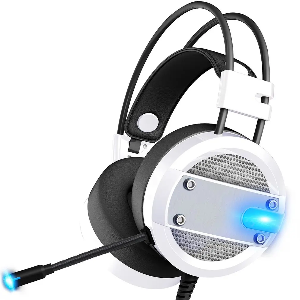 Проводные Игровые наушники 3,5 мм ПК планшетный компьютер гарнитура hi-fi-стереозвук повязка на голову с микрофоном светящийся свет