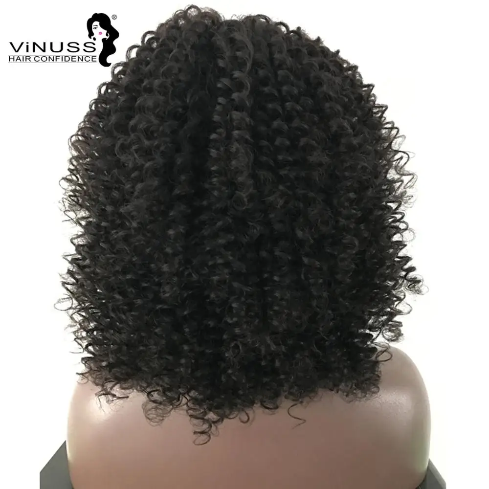 値段 Vinuss ホット販売レースフロント人間の髪かつらボブスパイラルカーリー 13*6 レースフロントかつらと事前摘み取らベビーヘアー