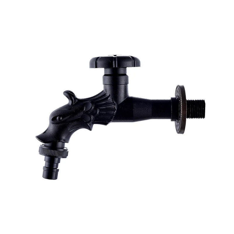 

Antique Brass Mop Taps Washing Machine Faucet Dragon Design Single Cooling Outdoor Balcony Water Taps Garden Retro Faucets
