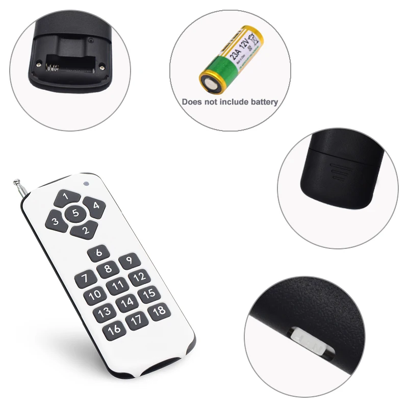 

433MHz RF Module Switch Controller Wireless Remote Control Transmitter 18 Channels Key Learning Code Switch For Universal