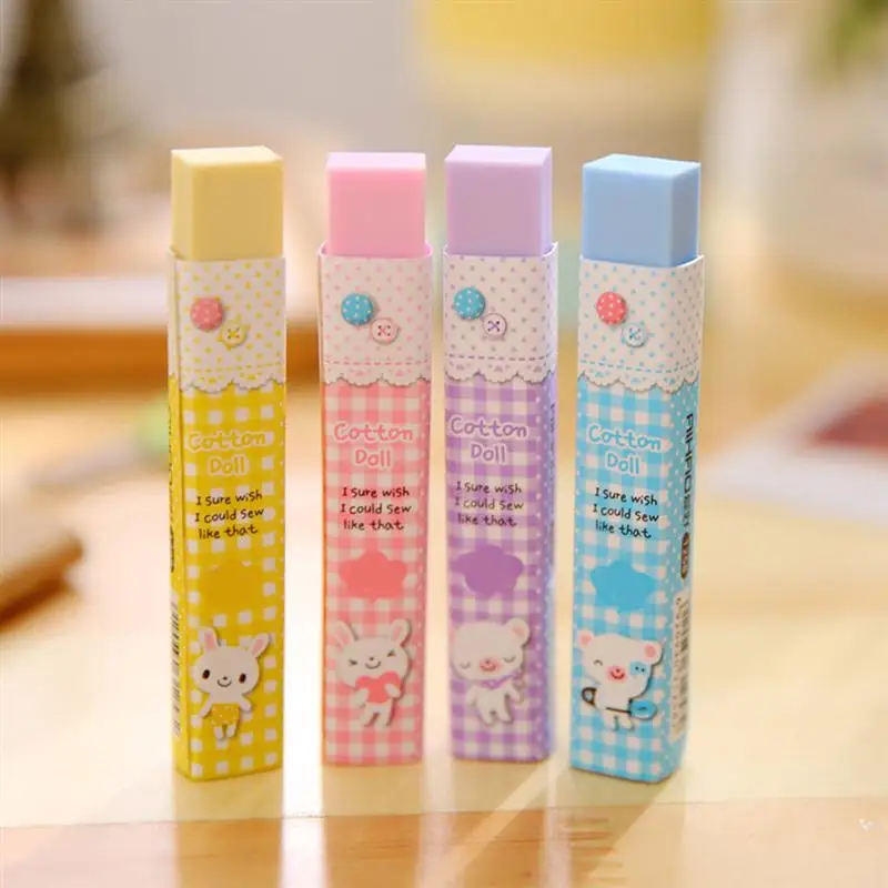 3 шт мультфильм полосы формы студентов милые резинки цвет хлопок кукла карандаш