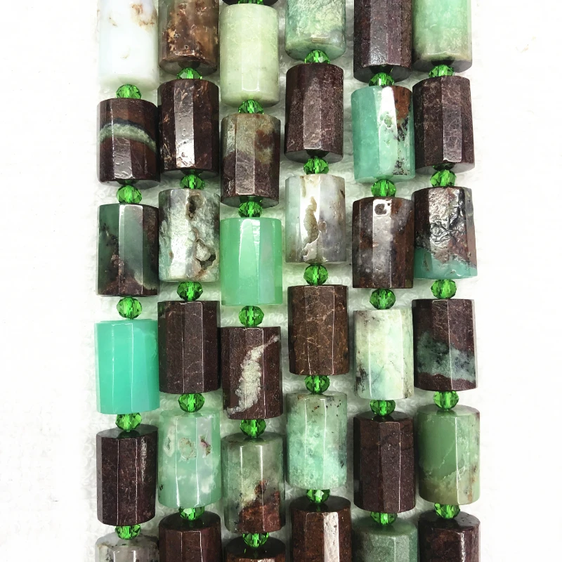 

Natural Chrysoprase Faceted Cylinder Australian Jades Spacer Tube Bead Column Shaped Loose Beads For DIY Jewelry Making MY210403