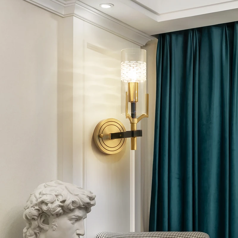 Хрустальная Золотая прикроватная настенная лампа задний фон настенный