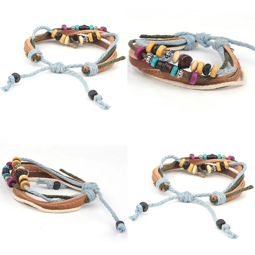 

Leather Wrap Braided Wristband Handmade Cuff Punk Men Women Bracelet Bangle WholesaleFriendship Jewelry Gift