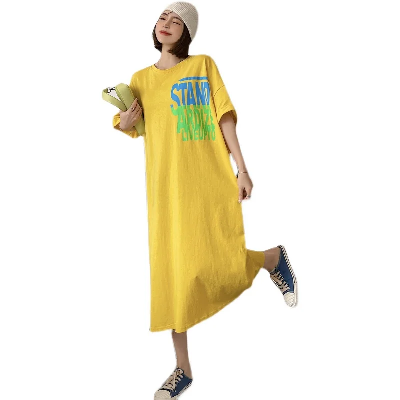 

NYFS Summer dress 2021 New Loose Vintage long dress Vestidos Robe Elbise Cotton Korean Woman dress