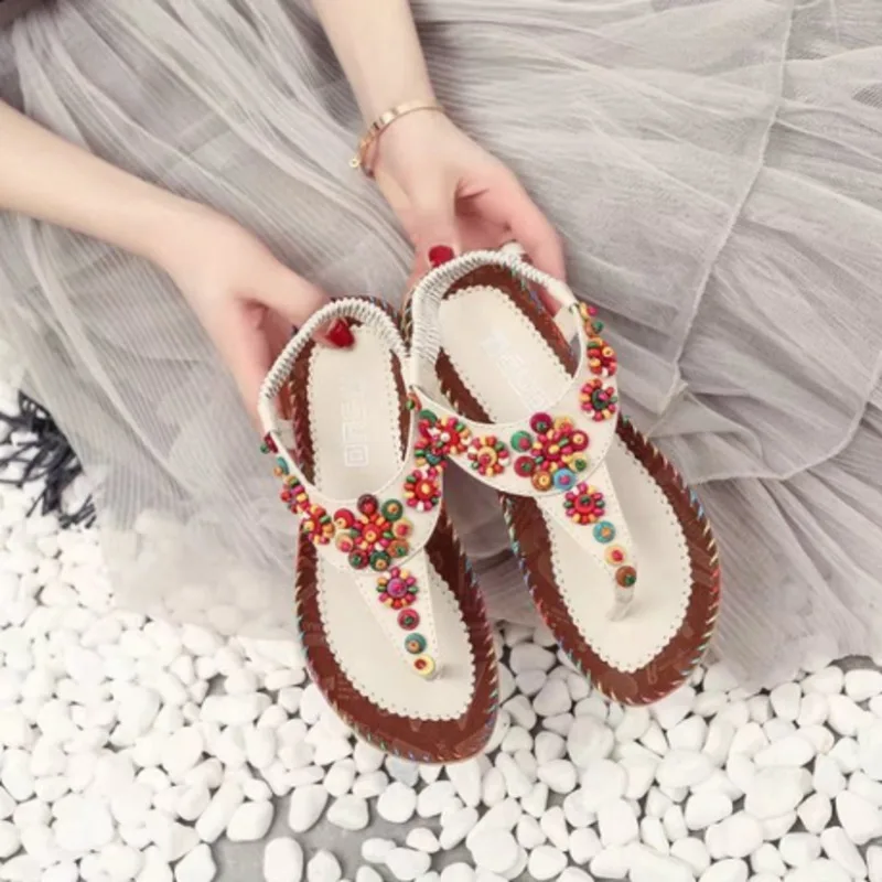 

Plus Size 34-42 Women's Fashion Sandals Summer Bohemia National Flavor Shoes Woman Wear-resisting Women Shoes Female Flip Flops