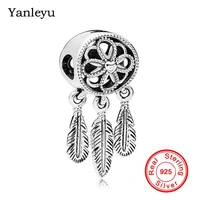 yanleyu dream catcher hanging charms 100 925 sterling silver bead fit original pan bracelets brand jewelry gift for women pn058