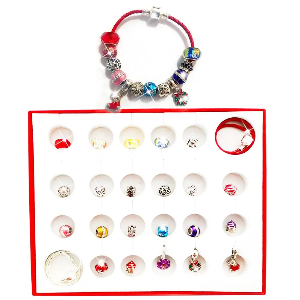 

Christmas DIY Beading Christmas Advent Calendar Blind Box Glass Bead Crystal Bracelet for Little Girls and Adults1