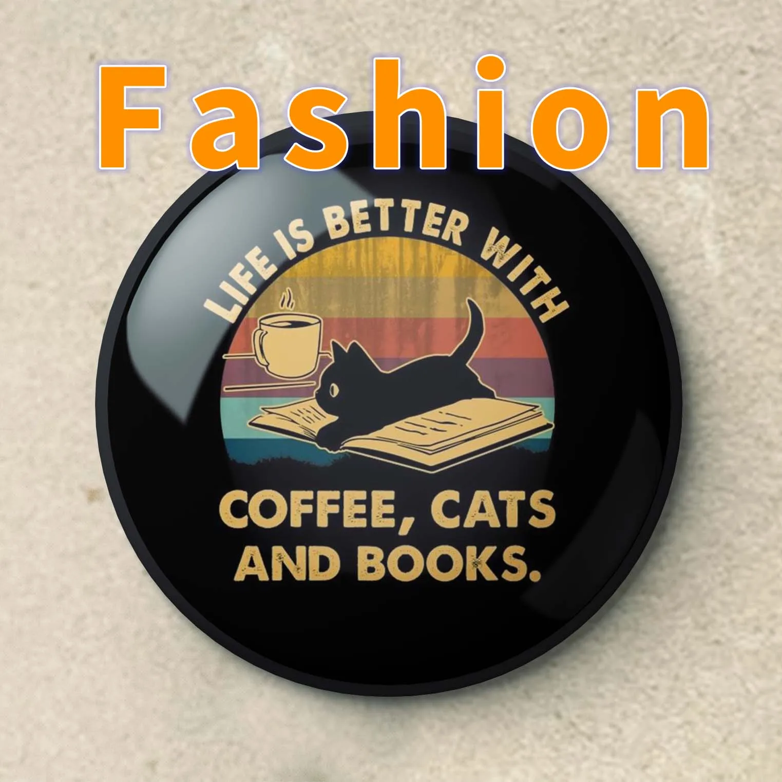 Жизнь лучше с кофейными кошками и книжкой qik мягкая эмалированная заколка Декор