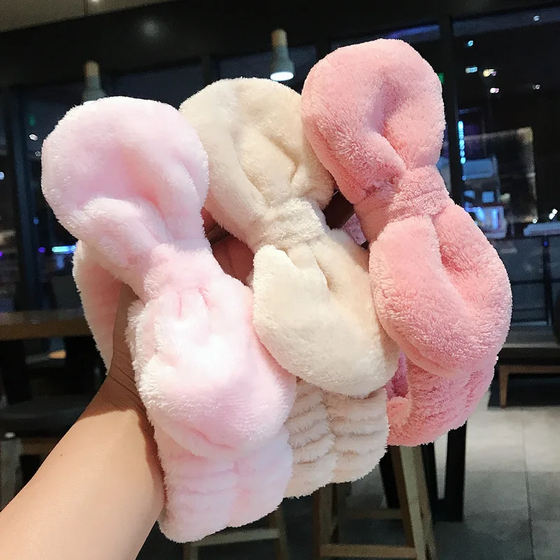 

Cute Wash Face Hair Holder Hairbands Soft Warm Coral Fleece Plush Headband Solid Headwear Hair Bands Women Girl Hair Accessories