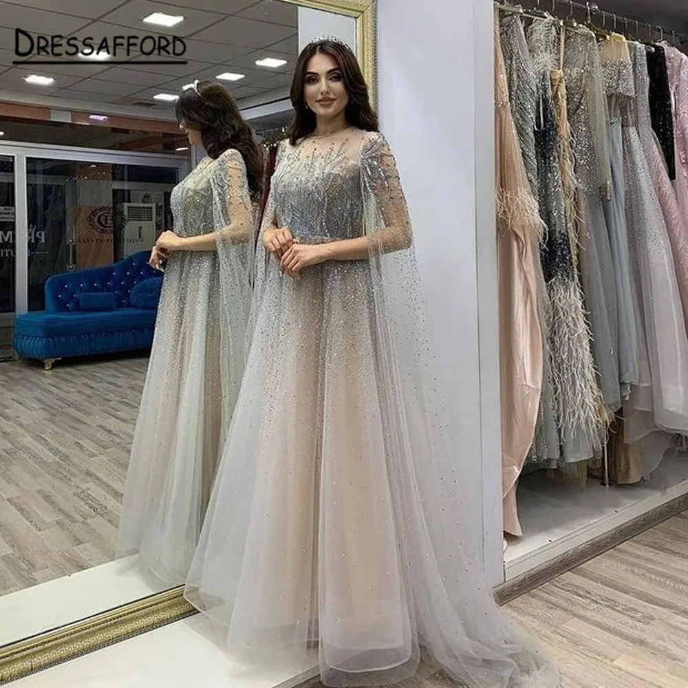 

Роскошные платья с рукавом-накидкой и поясом, расшитое бисером, модные женские вечерние платья, роскошное платье для ведущей, платье для выпускного вечера