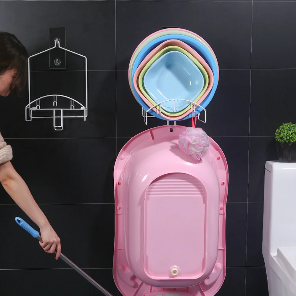 

1pc Multi-function Storage Rack Punching Wash Basin Hanging Rack for Toilet