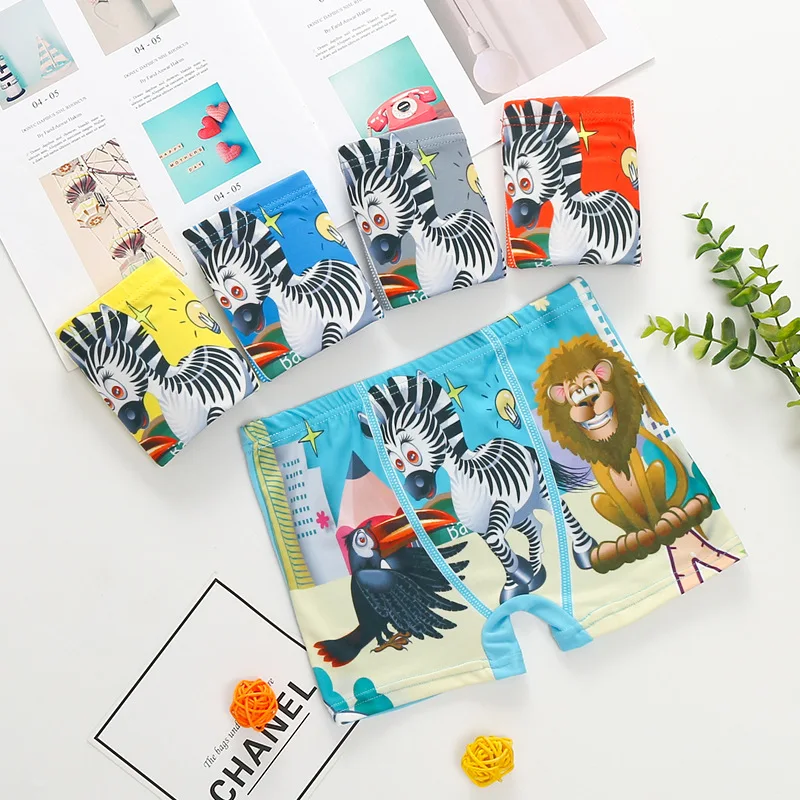 1 шт. детские трусы с принтом животных для мальчиков птицами зеброй львом боксеры