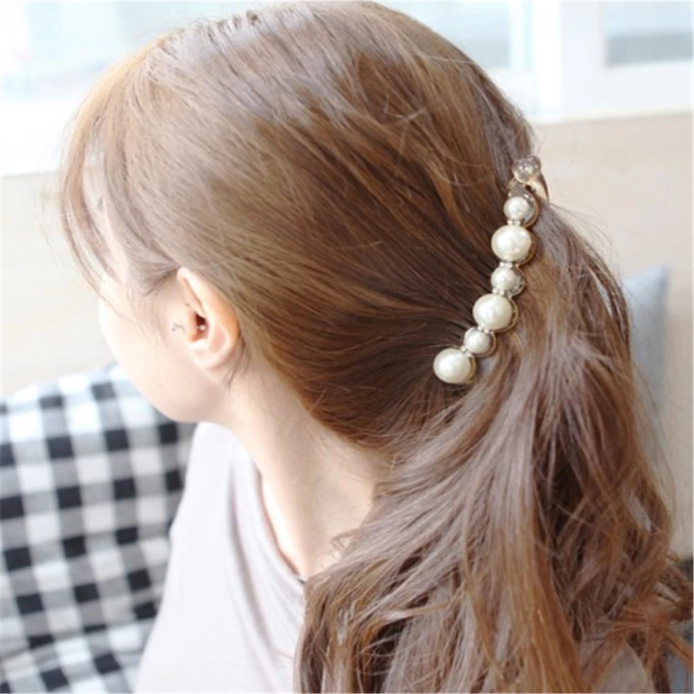 

1Pc Simulated Pearls Hairpins Hair Clips Jewelry Banana Clips Headwear Accessories Women Hairgrips Girl Ponytail Barrettes