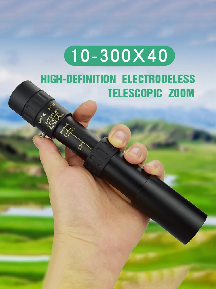 

10-300x40mm Monocular Telescope Super Zoom Monocular Quality Eyepiece Portable Binoculars Hunting Lll Night Vision Scope Camping