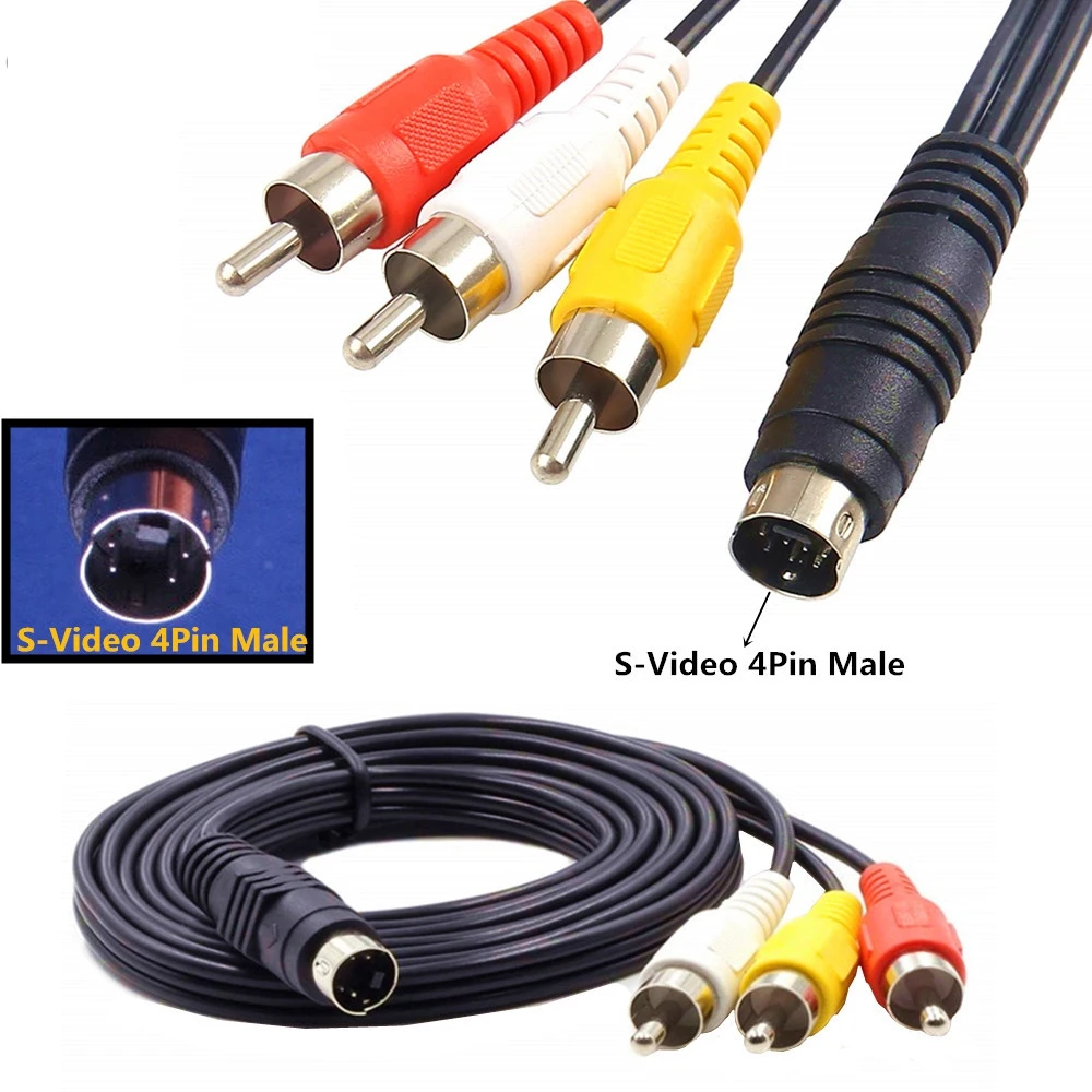 1 шт. 5 футов 4 Pin S-видео штекер к 3 RCA AV Аудио Видео адаптер кабель DVD pc TV | Электроника