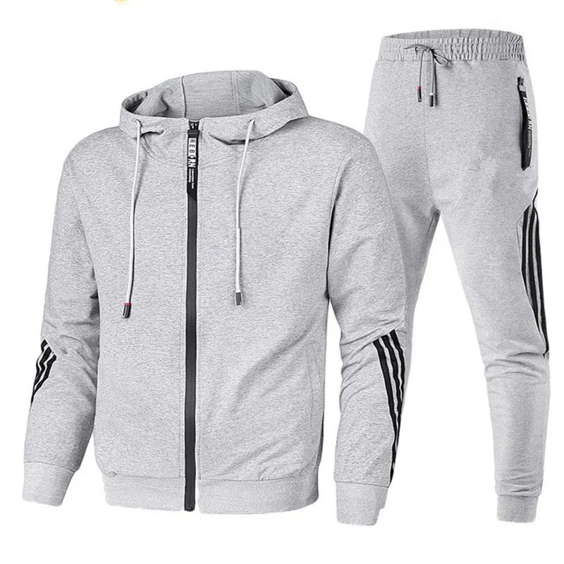 

Мужской Модный повседневный костюм, новинка осень-зима 2021, спортивная одежда для бега, толстовка на молнии + брюки, спортивный костюм из 2 пре...