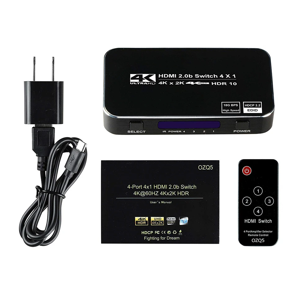 2020 4 порта 18 Гбит/с HDR 4K HDMI 2 0 переключатель 4x1 Поддержка HDCP Переключатель