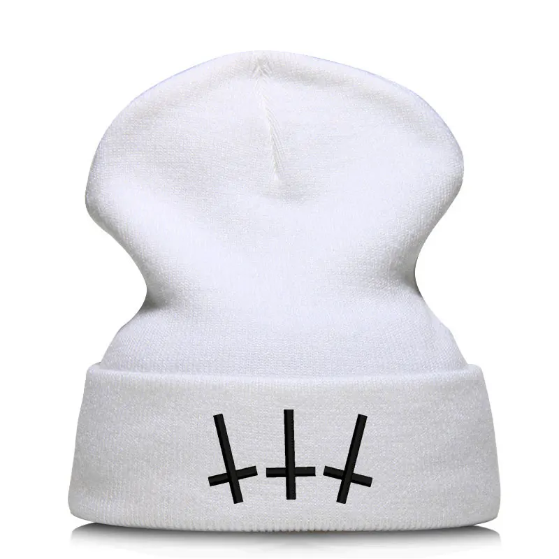 Beanie шляпа Skullie шапка, вязаная шапка-носок зима-осень вышивка в стиле панк Для мужчин Для женщин подростков уличных танцев забавные по заказу покупателя хип-хоп-крест