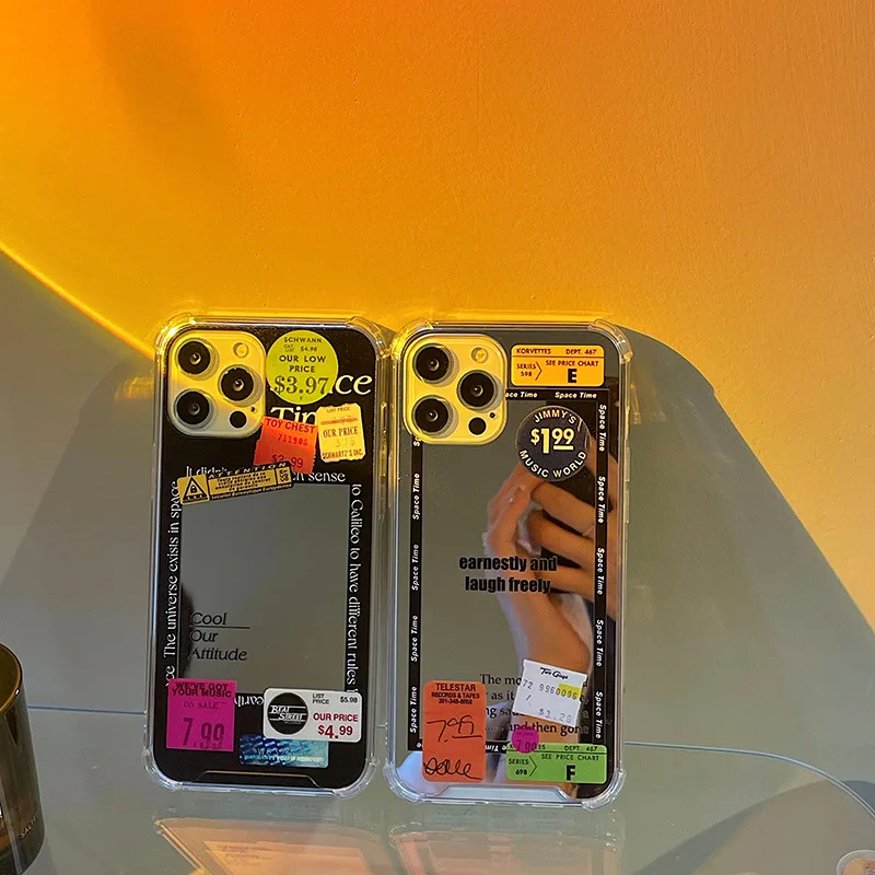 

Niche ins English mirror label suitable for iphone12promax mobile phone shell apple 11 protective shell Xs soft 8