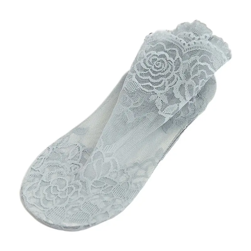 

Women Sexy Hollow Fishnet Ankle Socks Floral Lace Splice Anti-Skid Tube Hosiery L4ME