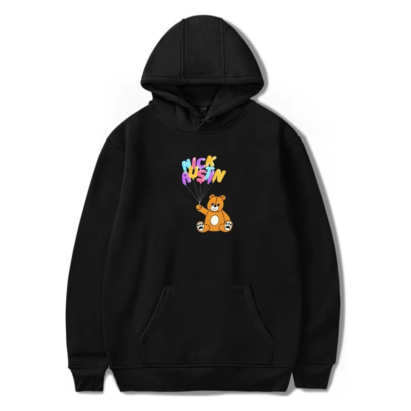 Черная толстовка с капюшоном NICK AUSTIN PUFF TEDDY BEAR корейские свободные топы