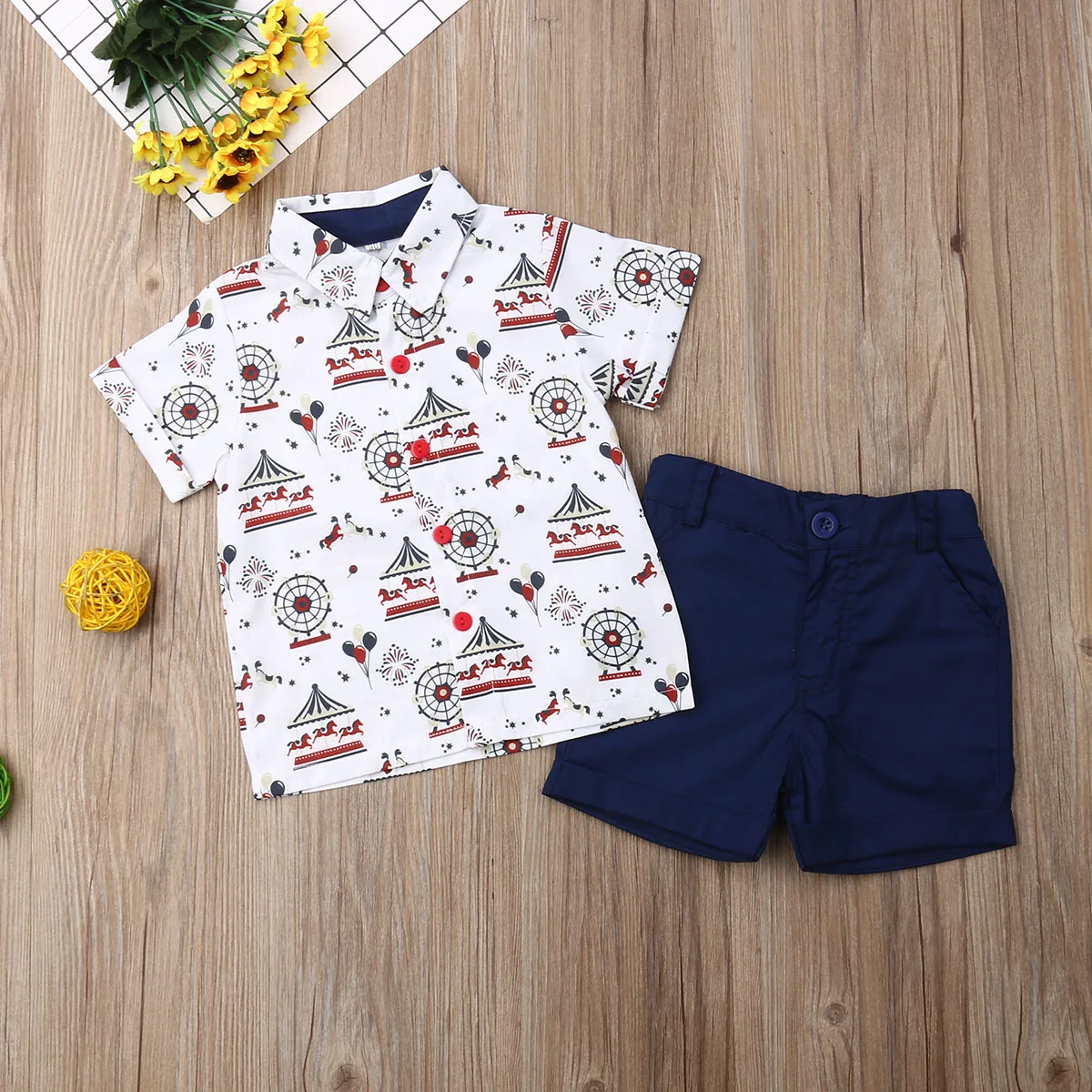 Летняя одежда Emmababy для новорожденных маленьких мальчиков футболка топы шорты