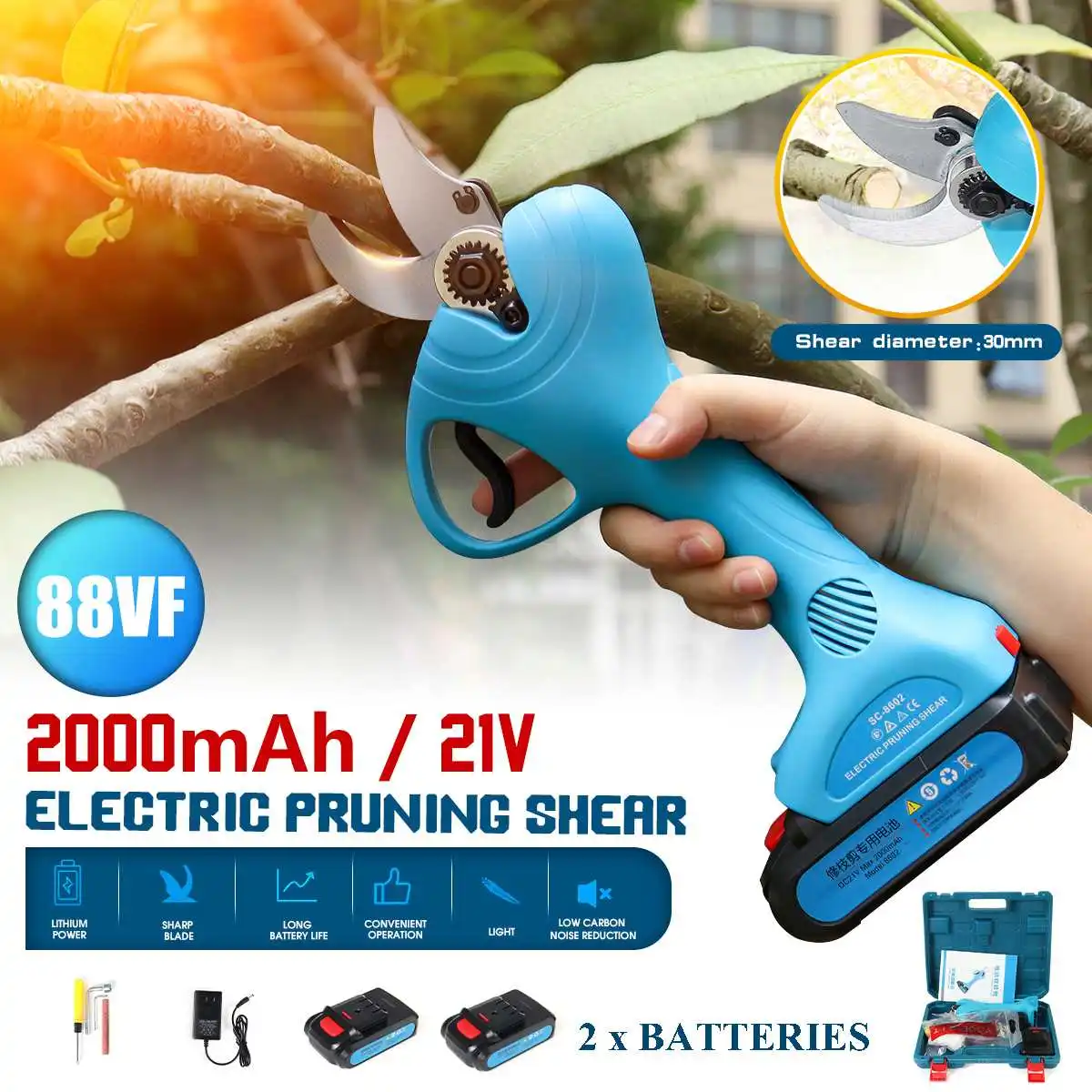 

Ножницы садовые аккумуляторные с аккумулятором 2 шт., 2000 мА · ч