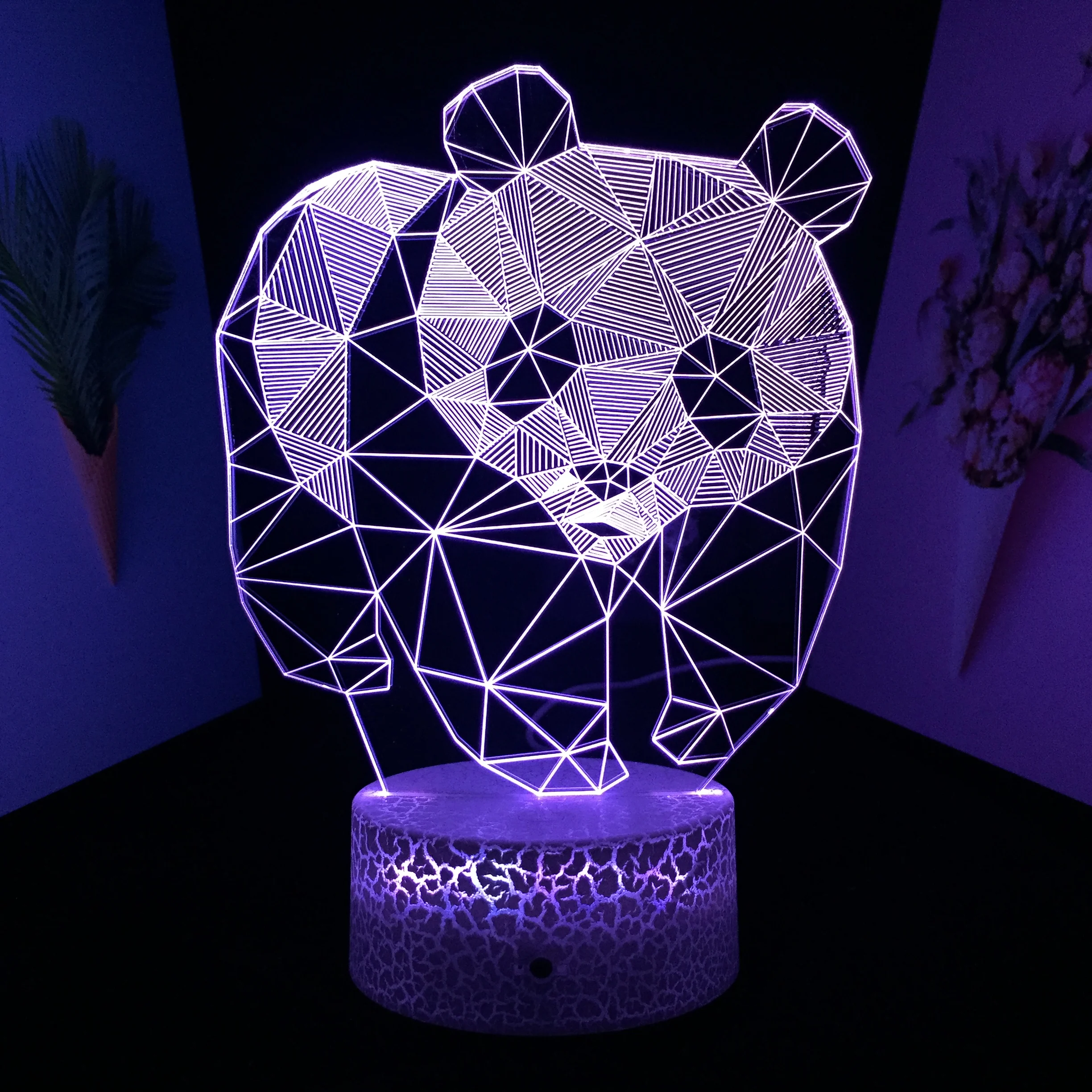 Panda Light Animal 3D Illusion Table Lamp for Kids Bedroom Decoration Nightlight LED RGB Touch Sensor Night Light  Dropshipping