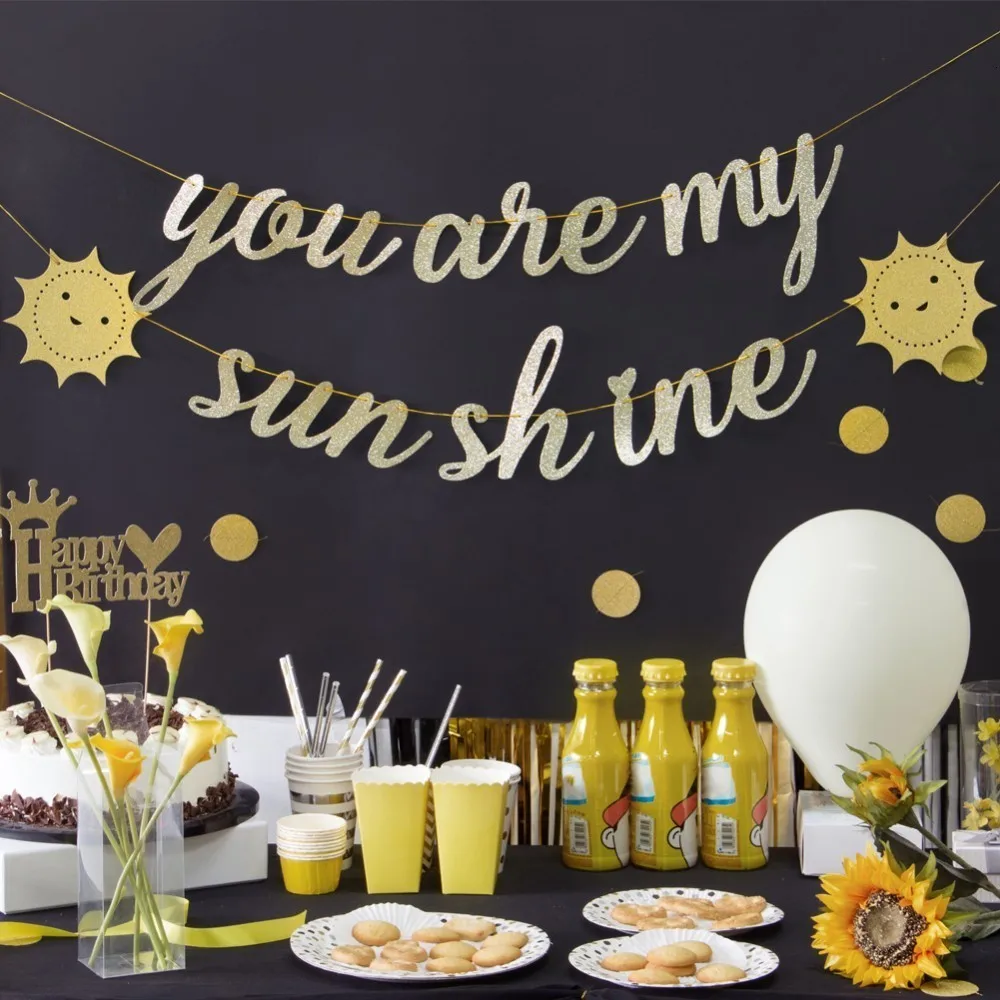 1 шт./компл. You Are My Sunshine подвесной баннер с блестками золотого цвета Детский