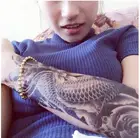 Красота, водостойкая наклейка на руку, Поддельные рукава на руку, для тела, на плечо, татуировки, 2 шт., для мужчин и женщин, рыба, временная татуировка, сексуальная, восточная, на карпа