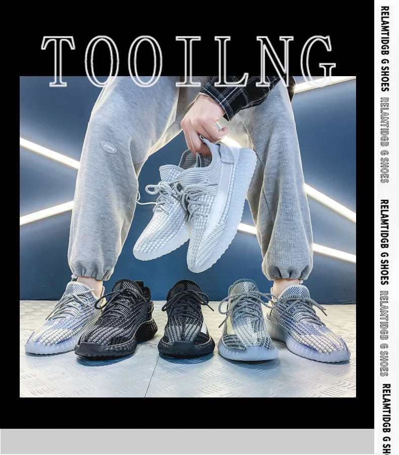 

2021 Summer New Jelly Soft-soled Shoes Knitted Shoes Breathable Casual Shoes Men's Sneakers