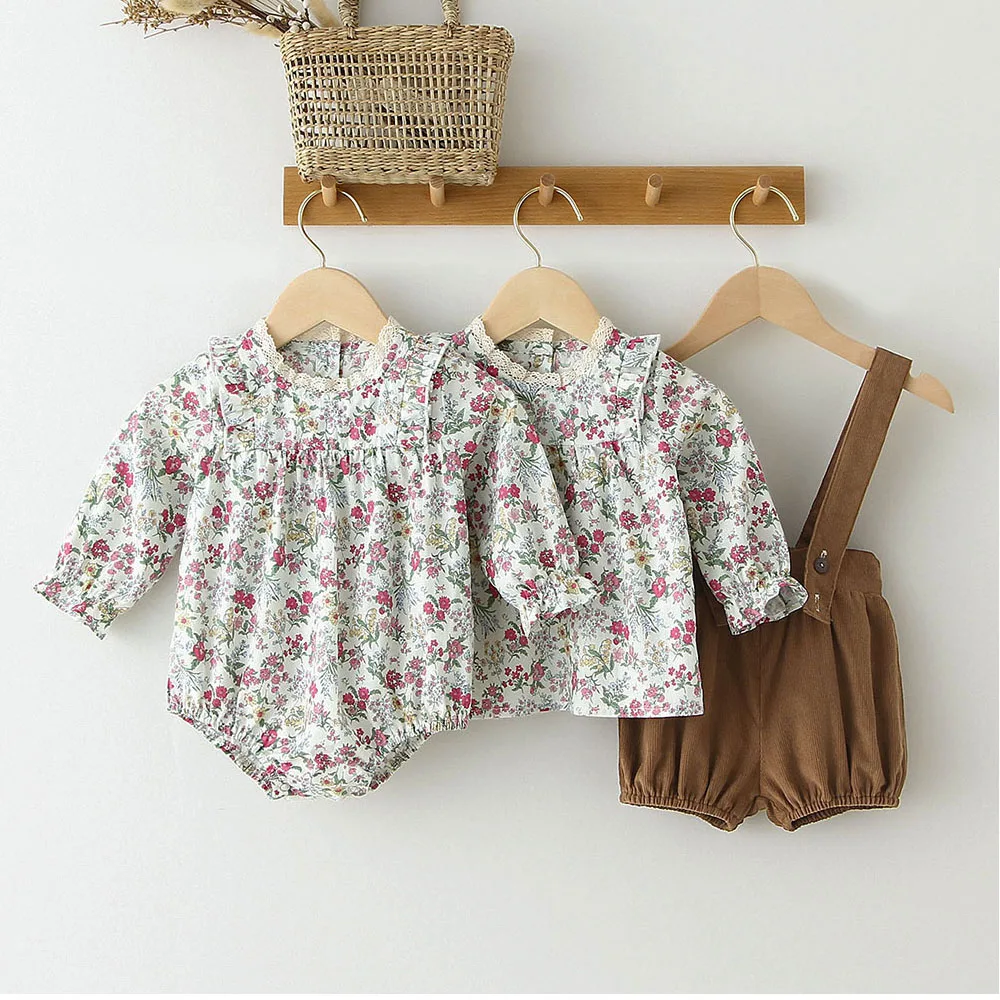 

2pcs Baby Girls Clothes Set Floral Romper T-shirt+ PP Shorts Summer Newborn Baby Girls Clothes Infant Baby Girls Clothing Suit
