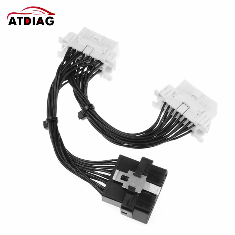 1 шт. плоский + тонкий как лапша OBDII OBD 2 OBD2 16 контактный ELM327 штекер двойной гнездо Y