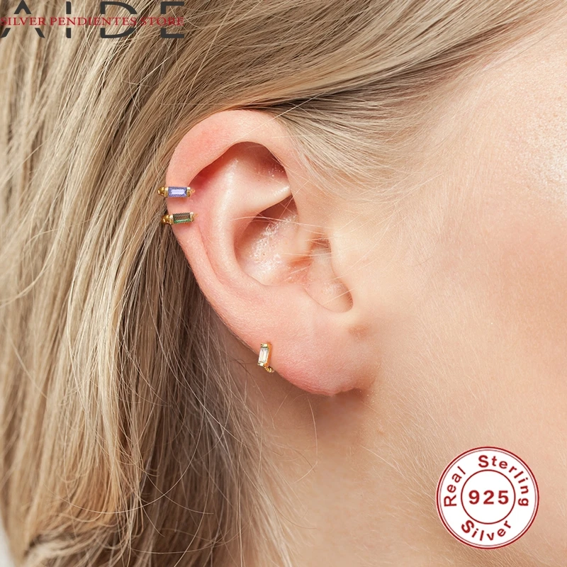 

AIDE S925 Sterling Silver White Zircon Earrings For Women Water Drop Stud Earrings 2021 Trend Jewelry Pendientes Plata