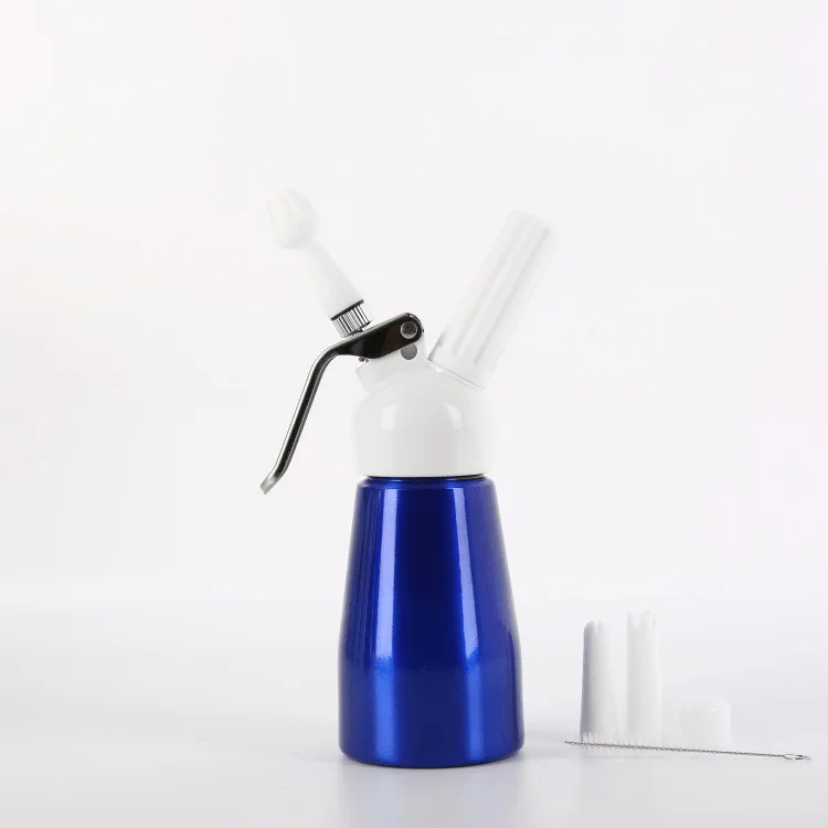 Dispensador de crema batida de 250ml, pistola con boquillas, aleaci&oacute;n de aluminio, Espumador de crema profesional en 10 colores, herramienta de decoraci&oacute;n-2