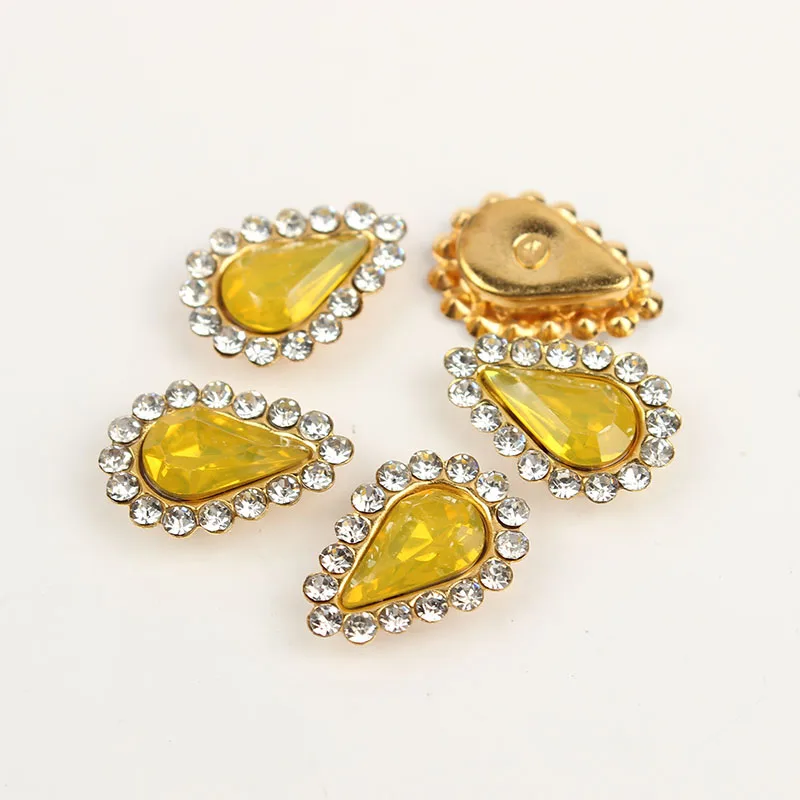 Yellow Opal Gold 50 шт. Каплевидная форма цветка пришить на горный хрусталь Кристалл Flatback горный хрусталь Золотая основа с оправа, коготь DIY одежда платье - Цвет: Yellow Opal Gold