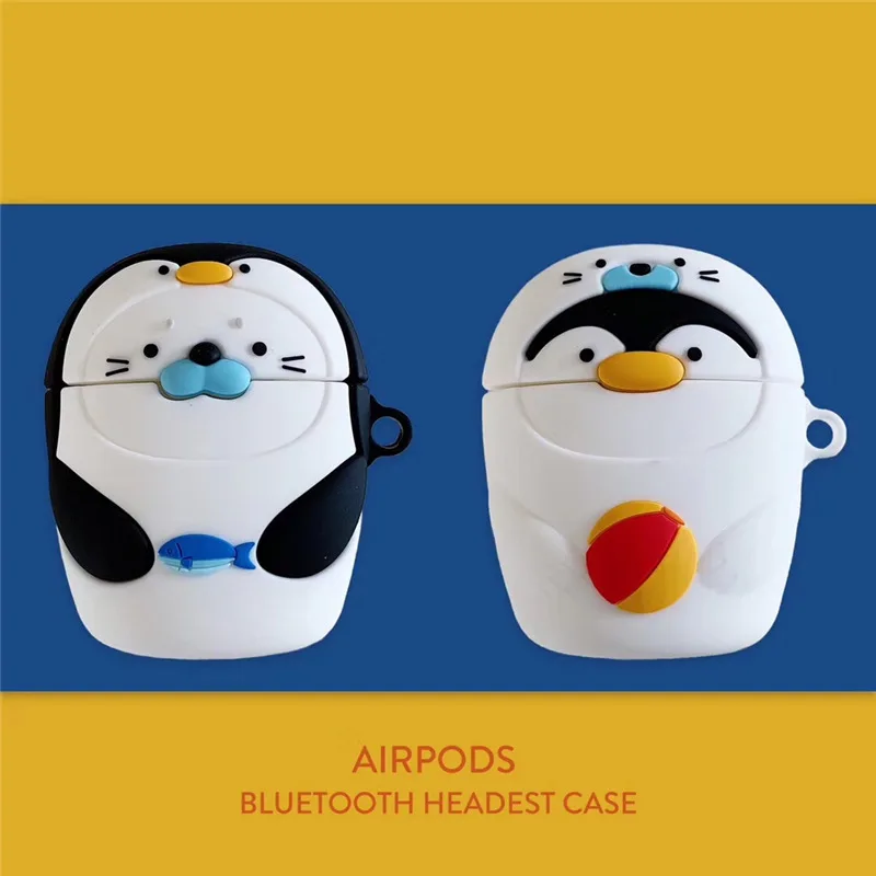

Cartoon Cute Penguins Seals Apple AirPods 1 2 Case Cover iPhone Bluetooth Earbuds Accessories Airpod Case Air Pods Case