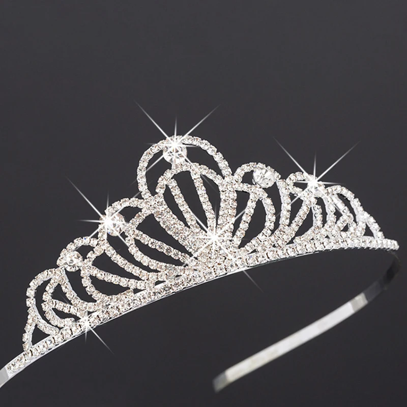 Обруч для волос Женский серебристый со стразами и короной